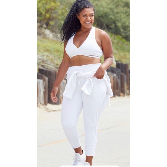 Fabletics Pants - Fabletics Maj Powerform Pant White High Rise Joggers Side Pockets Womens XL NWT